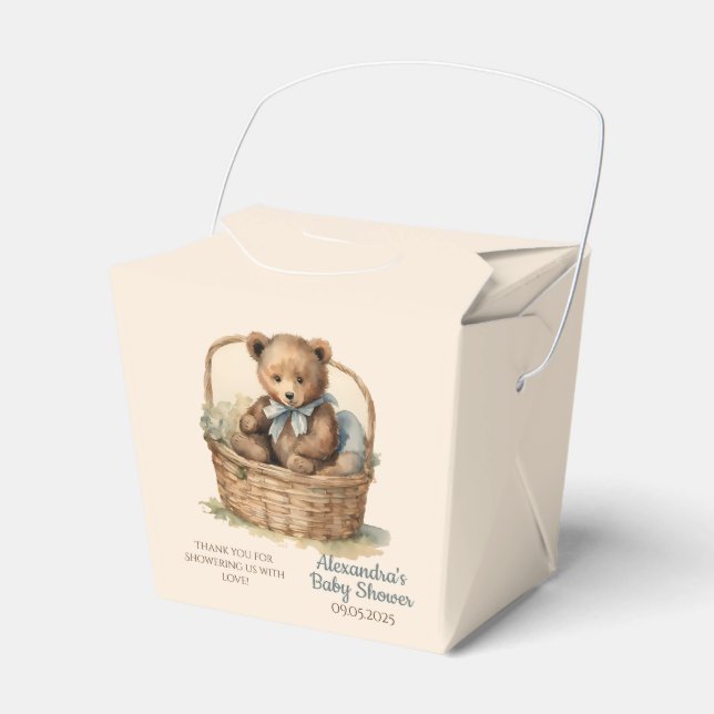 Baby Bear Boys Baby Shower Favour Box (Front Side)