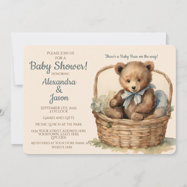 Baby Bear Boys Baby Shower Invitation (Front)