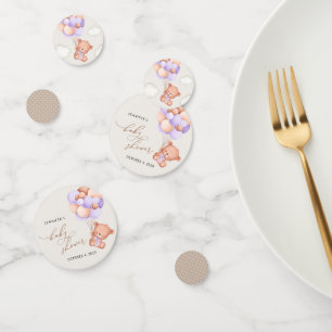 Baby Bear, Cute Bear, Purple Balloons, Baby Shower Confetti