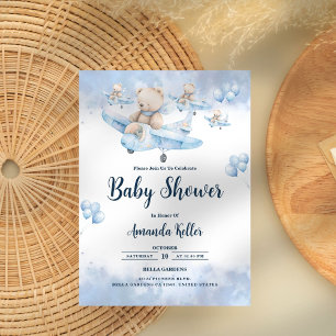 Baby Bear Cute Pilot Baby Shower Invitation