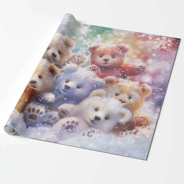 Baby Bear Digital Art Wrapping Paper (Unrolled)