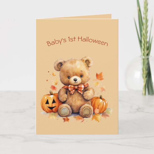 Baby Bear First Halloween Greeting Holiday Card (Front)