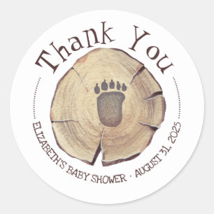 Baby Bear Foot Print Baby Shower Thank You Classic Round Sticker