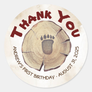 Baby Bear Foot Print Birthday Party Thank You Classic Round Sticker