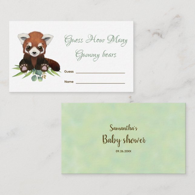 Baby Bear Guess How Many candies Baby Shower  Enclosure Card (Front/Back)