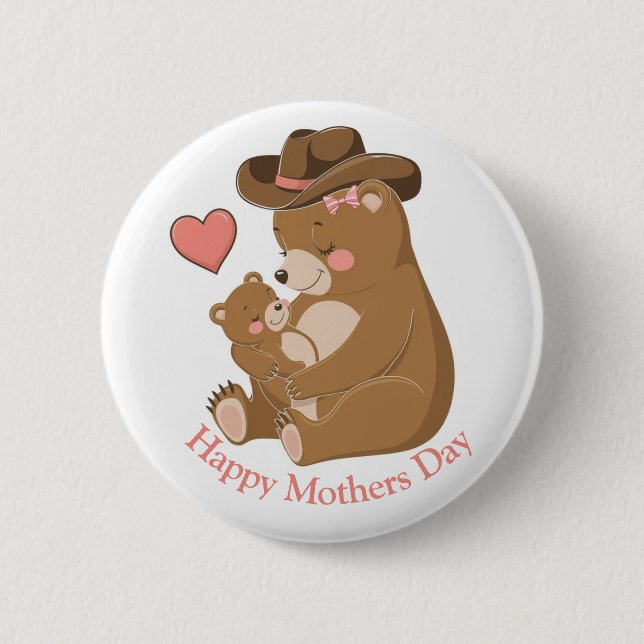 Baby Bear Happy Mother's Day 6 Cm Round Badge (Front)