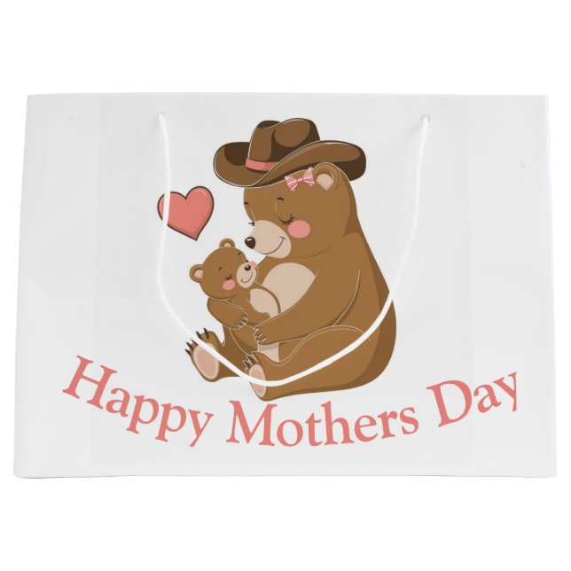 Baby Bear Happy Mother's Day Large Gift Bag (Front)