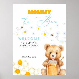 Baby Bear & Honey Girl, Boy Baby Shower Welcome Poster