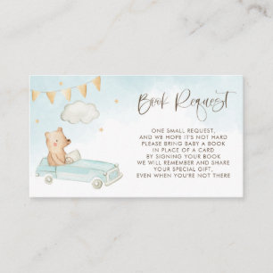Baby Bear in a Car Baby Shower Blue Book Request Enclosure Card