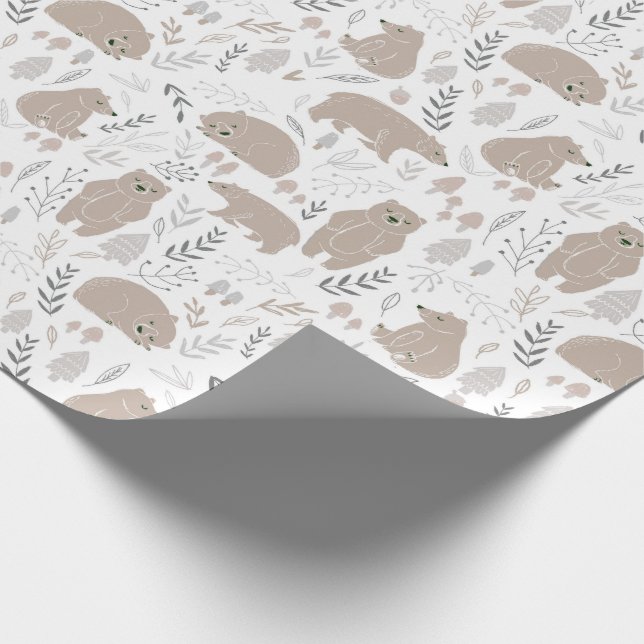 Baby bear neutral baby shower Wrapping Paper (Corner)