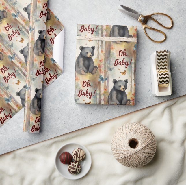Baby Bear Oh Baby Gender Neutral Baby Shower Wrapping Paper (Crafts)