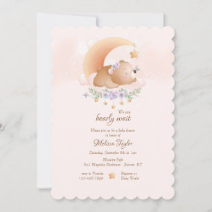Baby Bear Pink Baby Shower Invitation