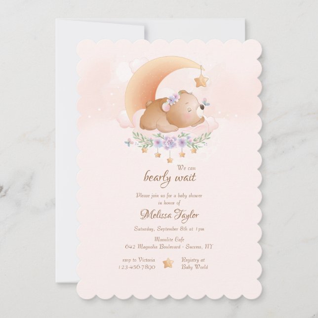 Baby Bear Pink Baby Shower Invitation (Front)