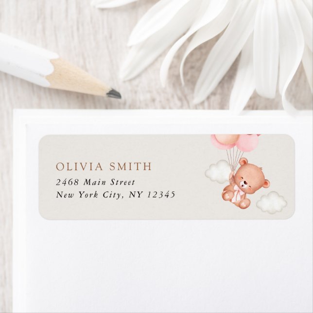 Baby Bear, Pink Balloons, First Birthday (Insitu)