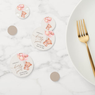 Baby Bear, Pink Balloons, First Birthday Confetti