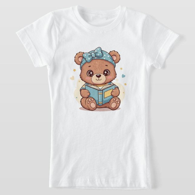 Baby Bear Reading a Book T-Shirt (Laydown)