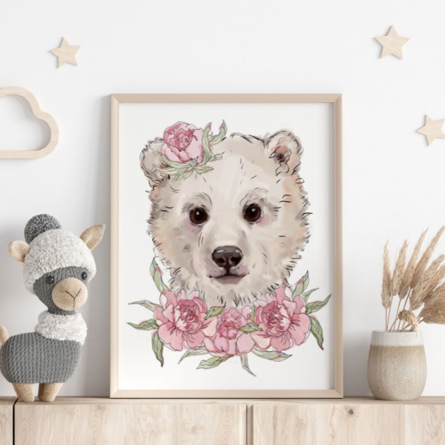 Baby Bear Rose Animal Poster | Wall Print (Creator Uploaded)