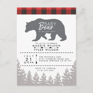Baby Bear   Rustic Baby Shower   Lumberjack Invitation Postcard