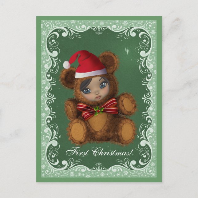 Baby Bear Santa First Christmas Postcard (Front)