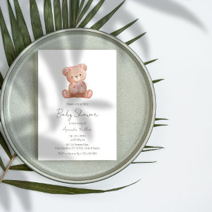Baby Bear Simple Elegant Cute Baby Shower Invitation