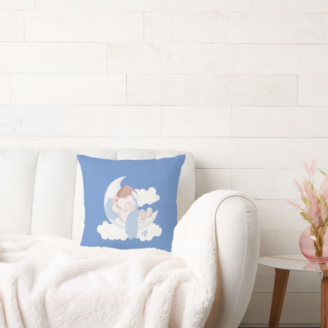 Baby Bear Sleeping On A Moon Cushion (Couch)