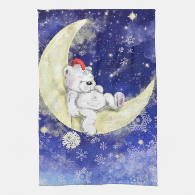 Baby Bear Sleeping On The Moon Kitchen Towel (Vertical)