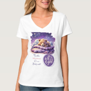 Baby Bear Sleeping Purple Galaxy Girl Baby Shower T-Shirt