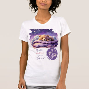 Baby Bear Sleeping Purple Galaxy Girl Baby Shower T-Shirt