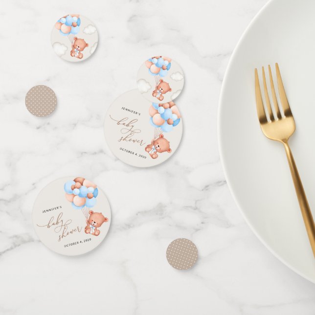 Baby Bear, Teddy Bear, Blue Balloons, Baby Shower Confetti (Group)