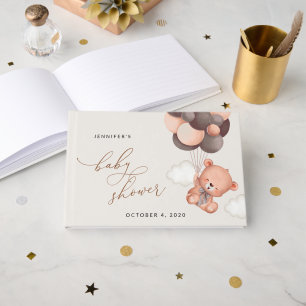 Baby Bear, Teddy Bear, Brown Balloons, Baby Shower Guest Book