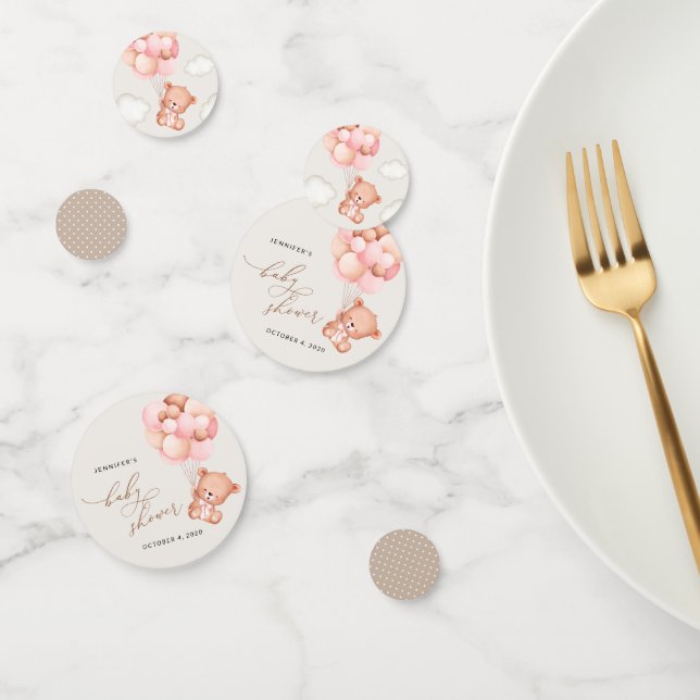 Baby Bear, Teddy Bear, Pink Balloons, Baby Shower Confetti (Group)