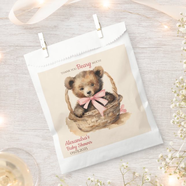 Baby Bear Thank you Beary Much Girls Baby Shower Favour Bags (Clipped)