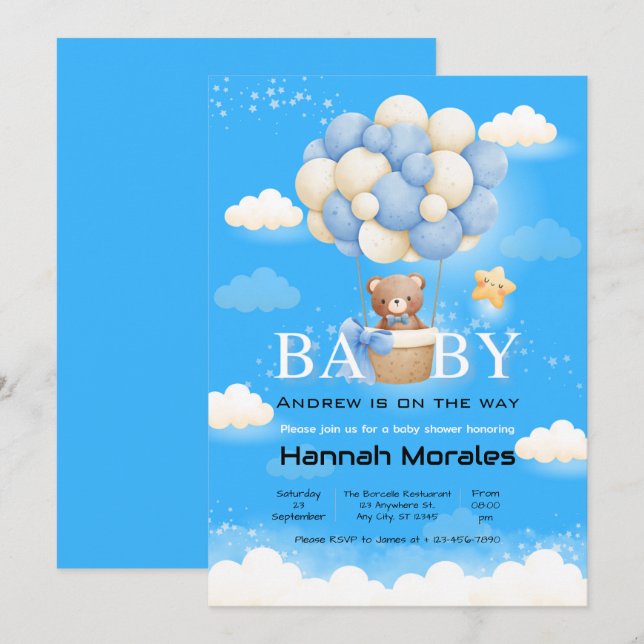 Baby Bear Theme Baby Shower Invitation (Front/Back)