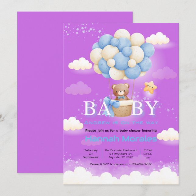 Baby Bear Theme Baby Shower Invitation (Front/Back)
