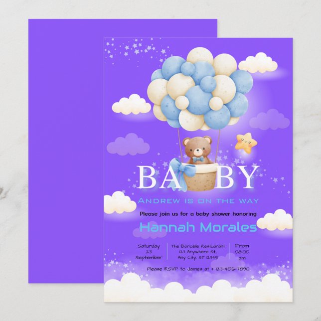 Baby Bear Theme Baby Shower Invitation (Front/Back)