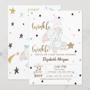 Baby Bear,Twinkle Twinkle Little Star Baby Shower Invitation