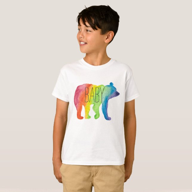 Baby Bear Watercolor Family Pride Kids Tee (Front Full)