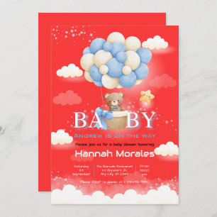 Baby Bear with Balloons Baby Shower Invitation