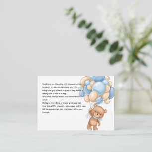 Baby Bear with Balloons Shower Display Request Enclosure Card