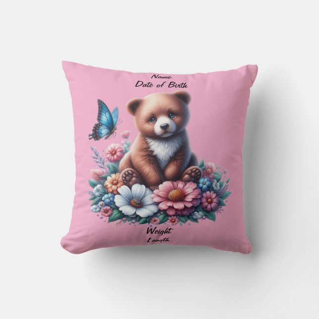 Baby Bear with Flowers Cushion (Front)