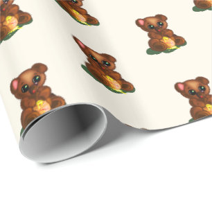 Baby Bear with Honey Baby Gift Wrapping Paper