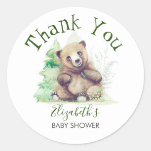 Baby Bear Woodland Baby Shower Thank You Classic Round Sticker