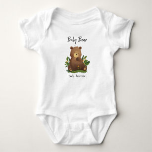 Baby Bear • Woodland Forest Animal Rustic Baby Bodysuit