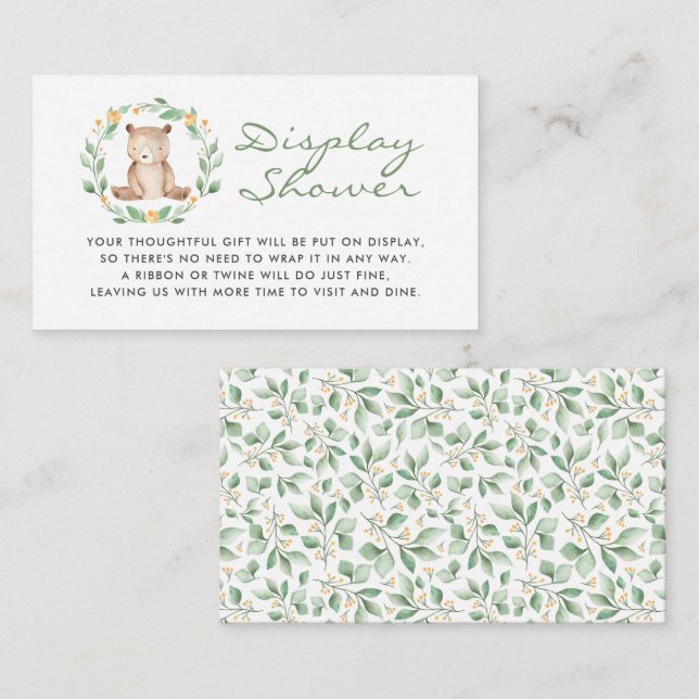 Baby Bear Wreath Baby Shower Display Shower Enclosure Card (Front/Back)