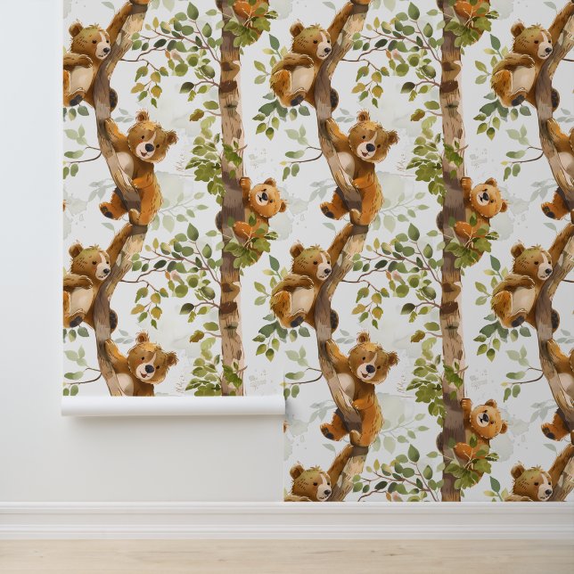 Baby Bears Climbing Tree  Woodland Forest  Wallpaper (Application)