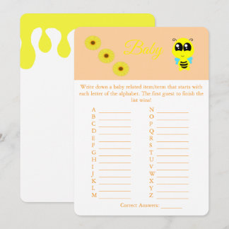 Baby Bee | ABC Baby Shower Game Card Flyer