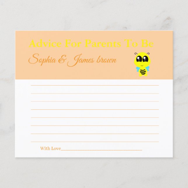 Baby Bee | Advice for Mum & Dad Baby Shower Card (Front)