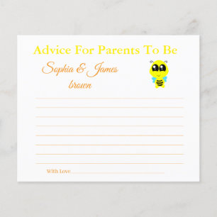 Baby Bee Advice for Mum & Dad Baby Shower Card