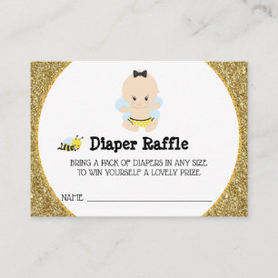 ** Baby Bee Baby BOY Glitter Diaper Raffle Enclosure Card
