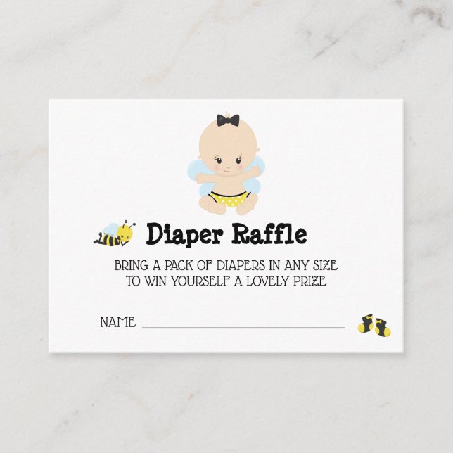 *~* Baby Bee Baby BOY Plaid Diaper Raffle Enclosure Card (Front)
